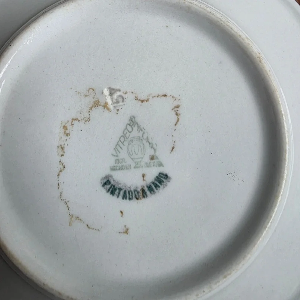 Vitreofora Las Mananitas Dinner Plate Crane Design Mexico Blue Glaze 5.5